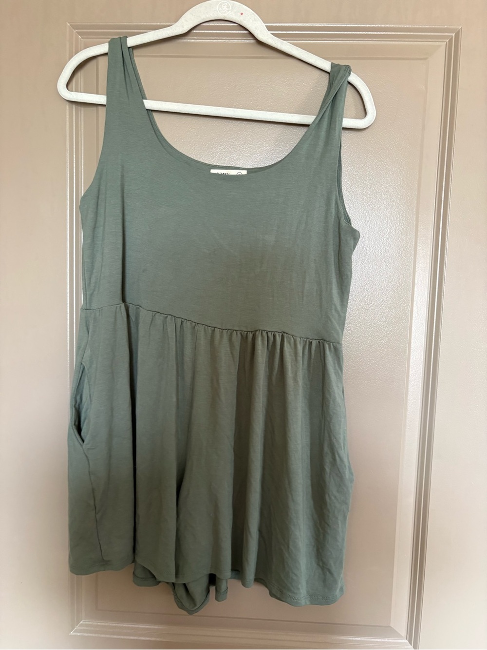 Women’s Scoop Neck Tank romper in Sage Green